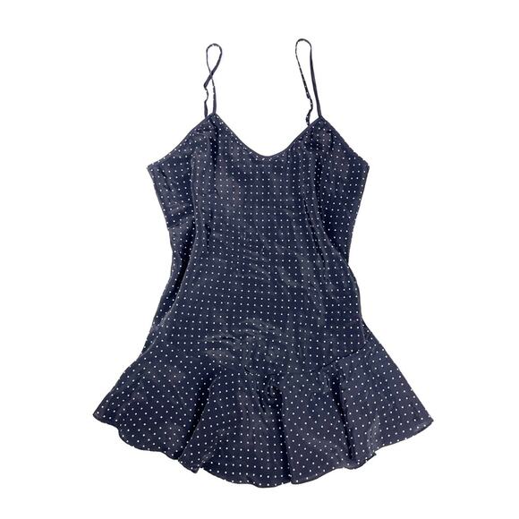 Vintage Black Satin Ditsy Dot Slip Dress - Picture 1 of 4